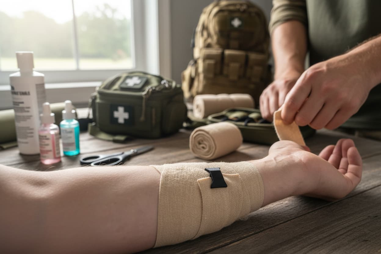 3D printed bandage clip being used in the field